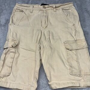 Wicked Stitch Cargo Shorts Mens 30 Beige Stretch